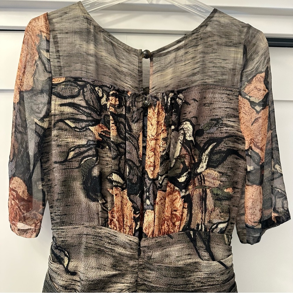 Anthropologie Tracy Reese Van Gogh Silk Dress Floral Size 2 - Picture 12 of 15
